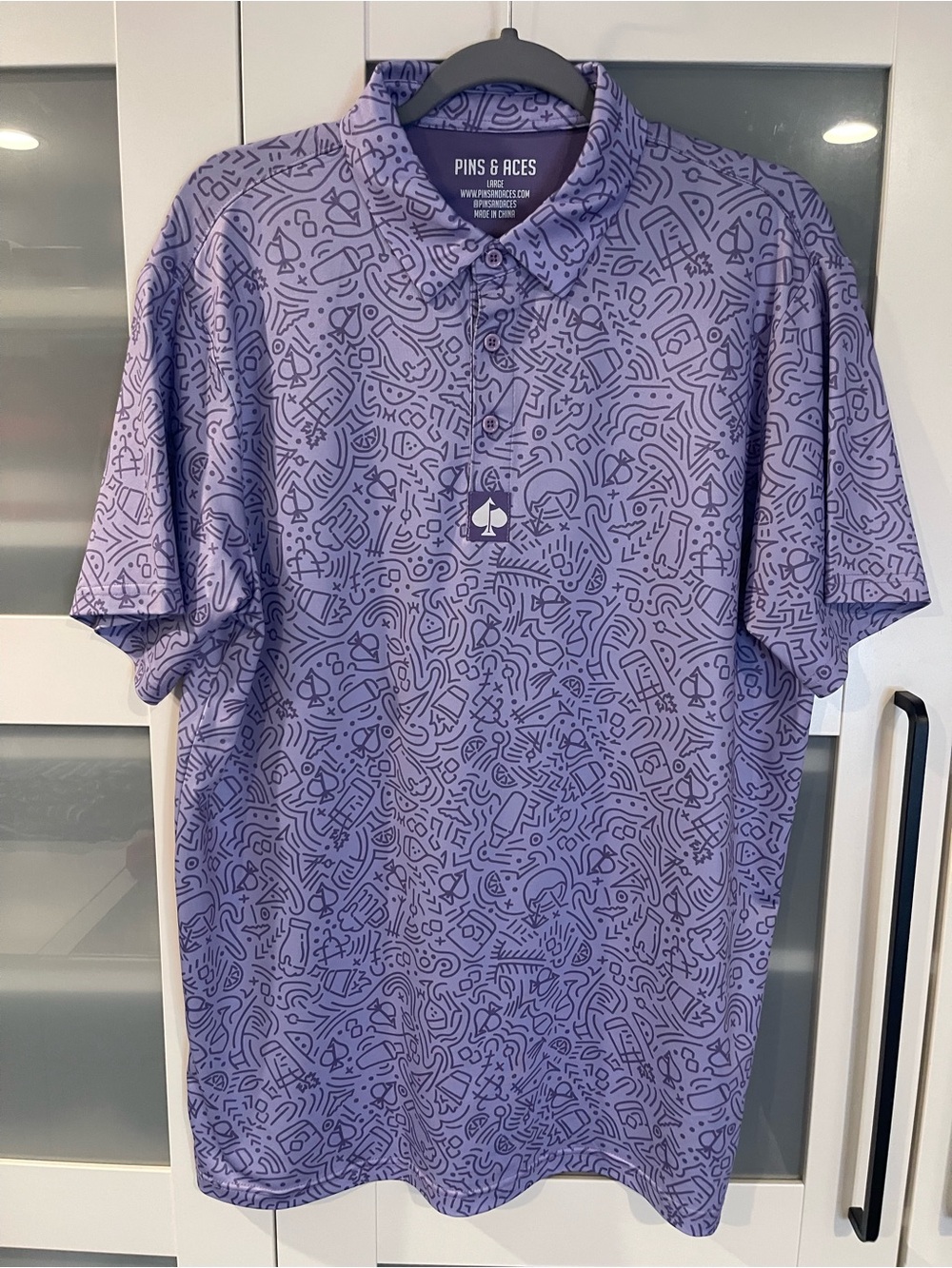 Pins & Aces Lavender Printed Golf Polo